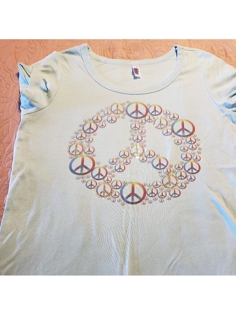 Bella junior fit - Peace sign screenprint with rhinestone embellishments-